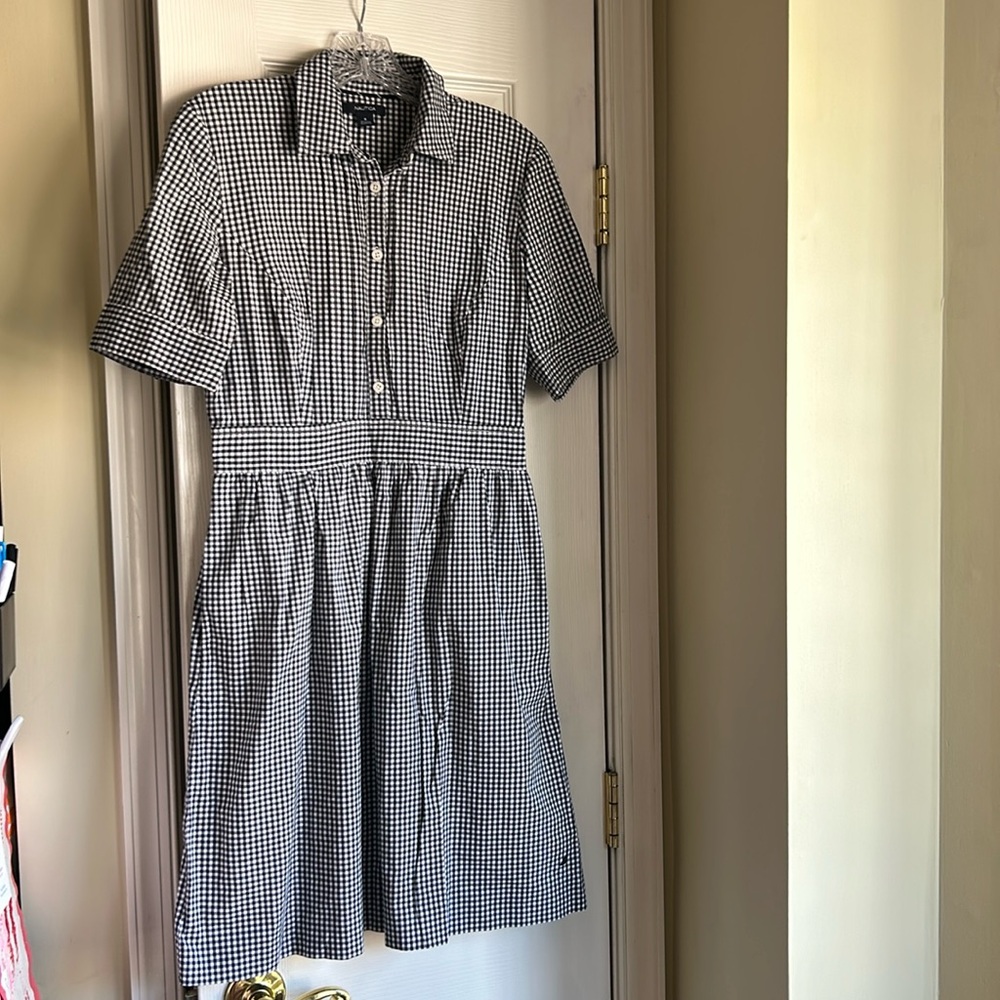 Nautica EUC Black White Gingham Shirt Dress Size 6